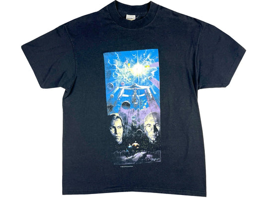 Vintage Star Trek Kirk & Picard Black T-Shirt Movie TV SHow 80s 90s