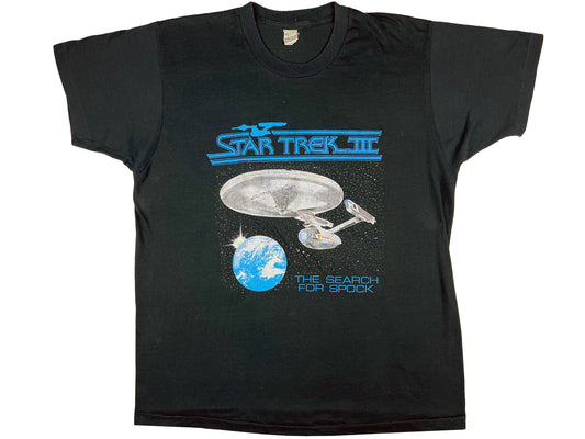 Vintage Star Trek 'The Search For Spock' Movie Black T-Shirt TV Show Sci-Fi Science Fiction 