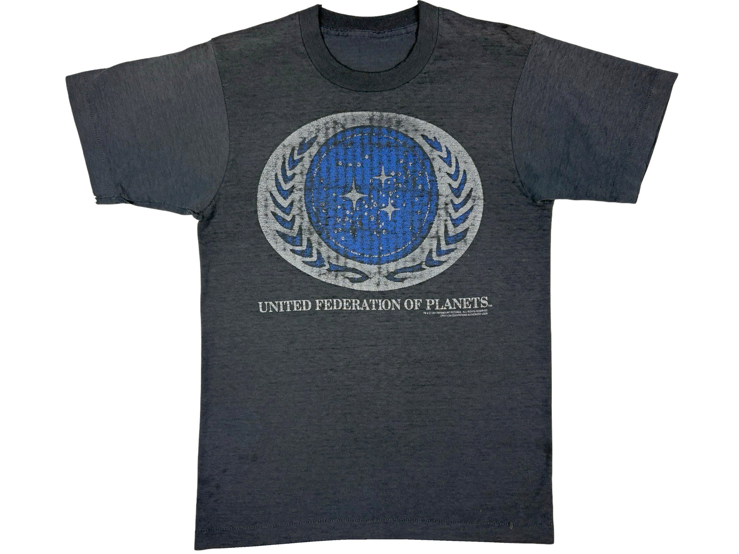 Vintage Star Trek United Federation of Planets Black T-Shirt TV Show Movie Trekkie