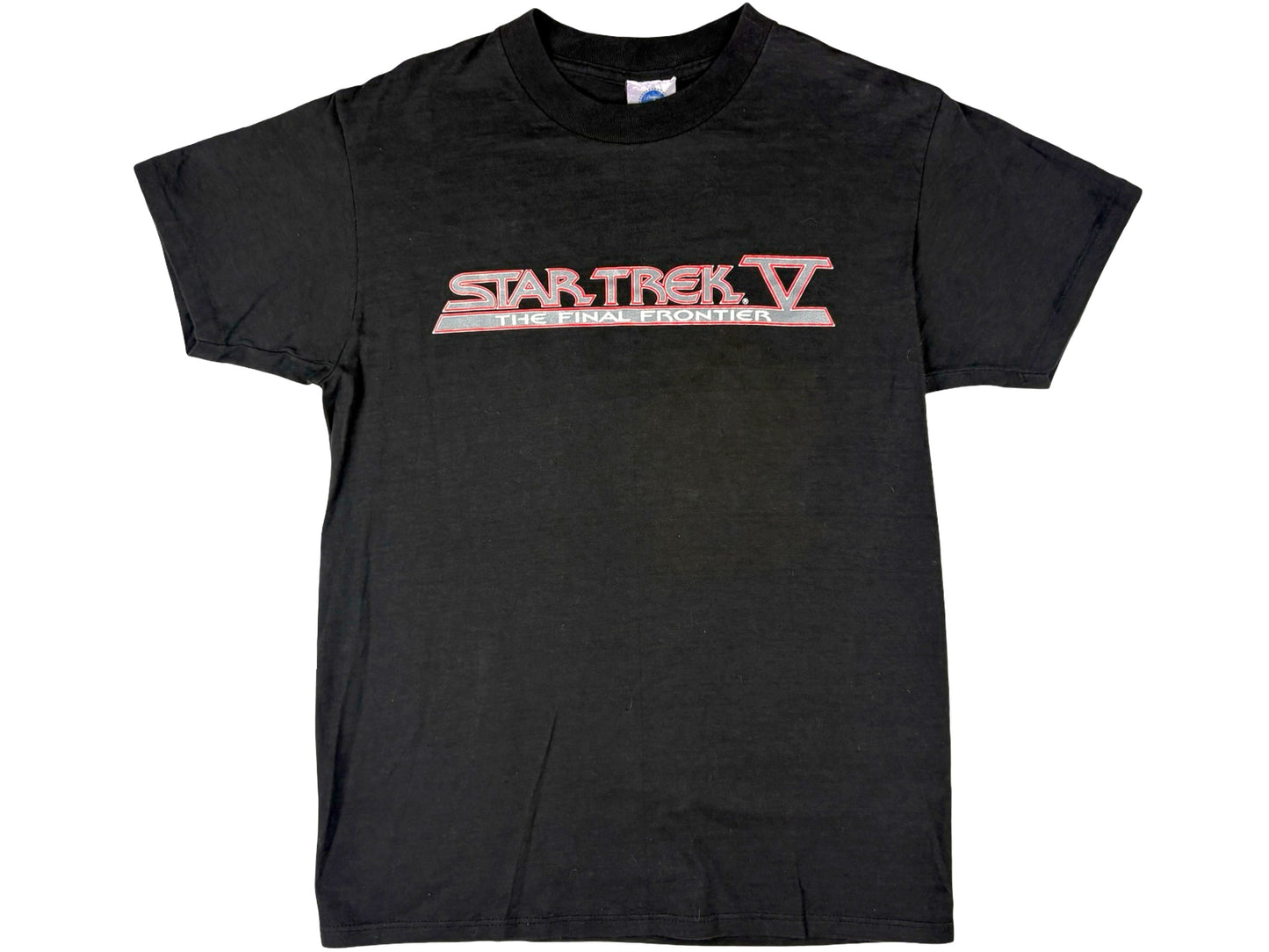 Vintage Star Trek V The Final Frontier Black T-Shirt Movie Sci-Fi Science Fiction 80s