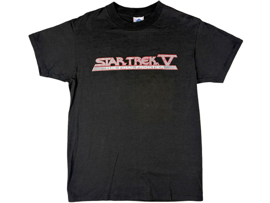 Vintage Star Trek V The Final Frontier Black T-Shirt Movie Sci-Fi Science Fiction 80s