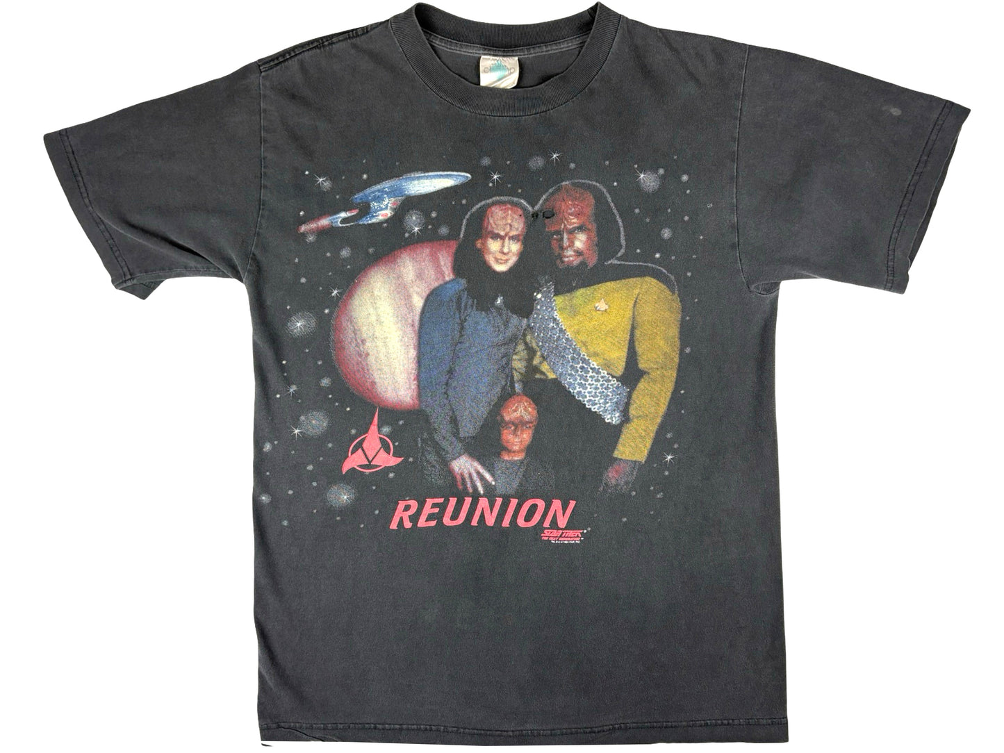 Vintage Star Trek Worf Klingon Reunion Black T-Shirt TNG The Next Generation 90s Trekkie