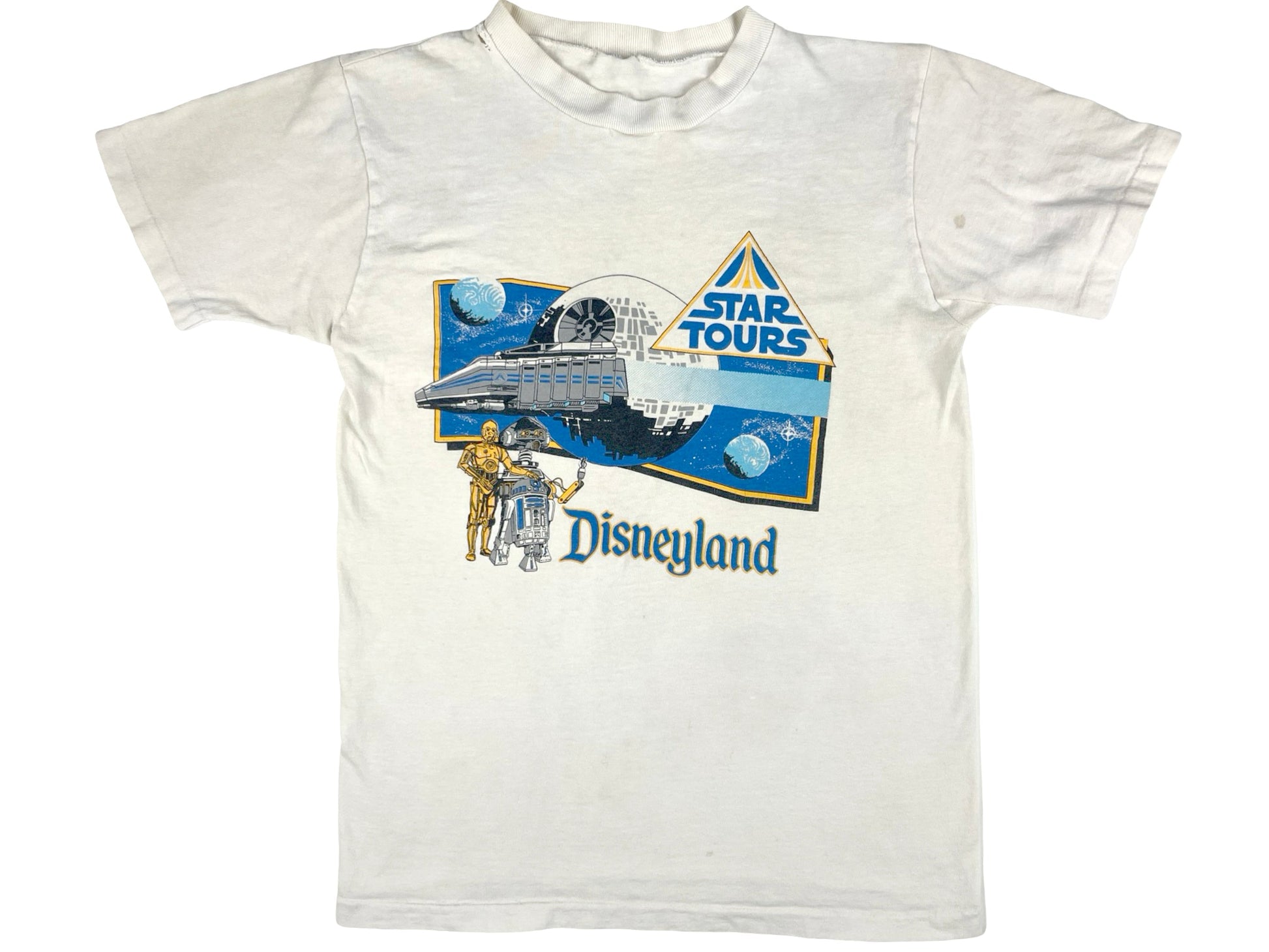 Vintage Star Tours Disneyland Tours White T-Shirt Star Wars 80s Disney C3-PO R2-D2 80s 90s