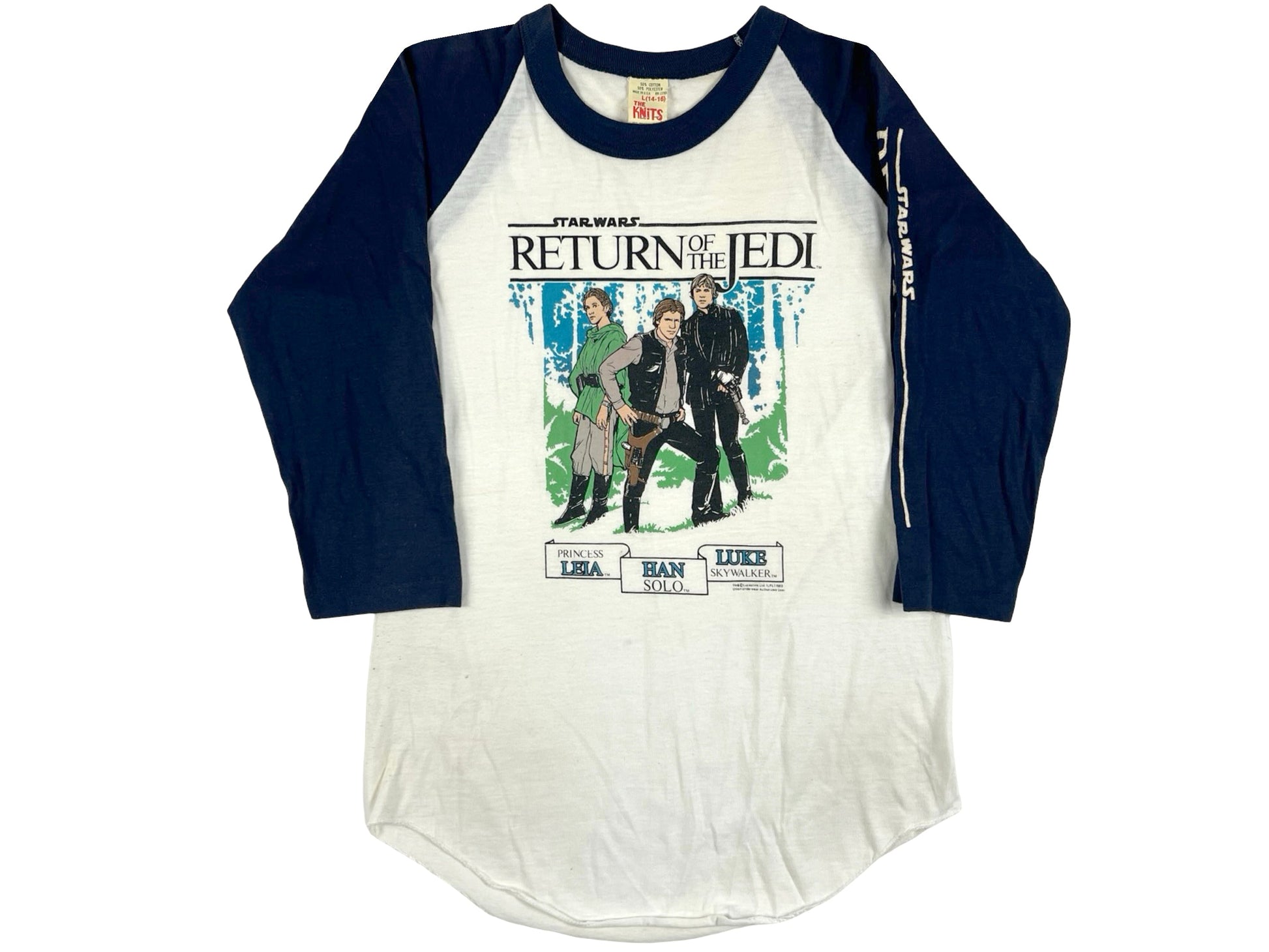 Vintage Star Wars Return of the Jedi Raglan Leia Han Solo Luke Skywalker T-Shirt