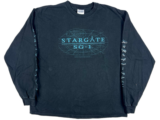 Vintage Stargate SG-1 L/S Black T-Shirt TV Show y2k Sci-Fi Science Fiction
