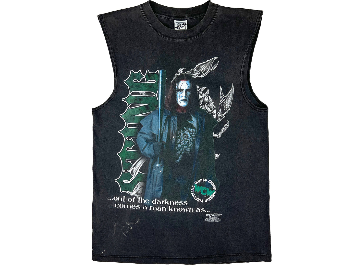 Vintage Sting WCW Sleeveless Black T-Shirt Wrestling WWF WWE 90s y2k