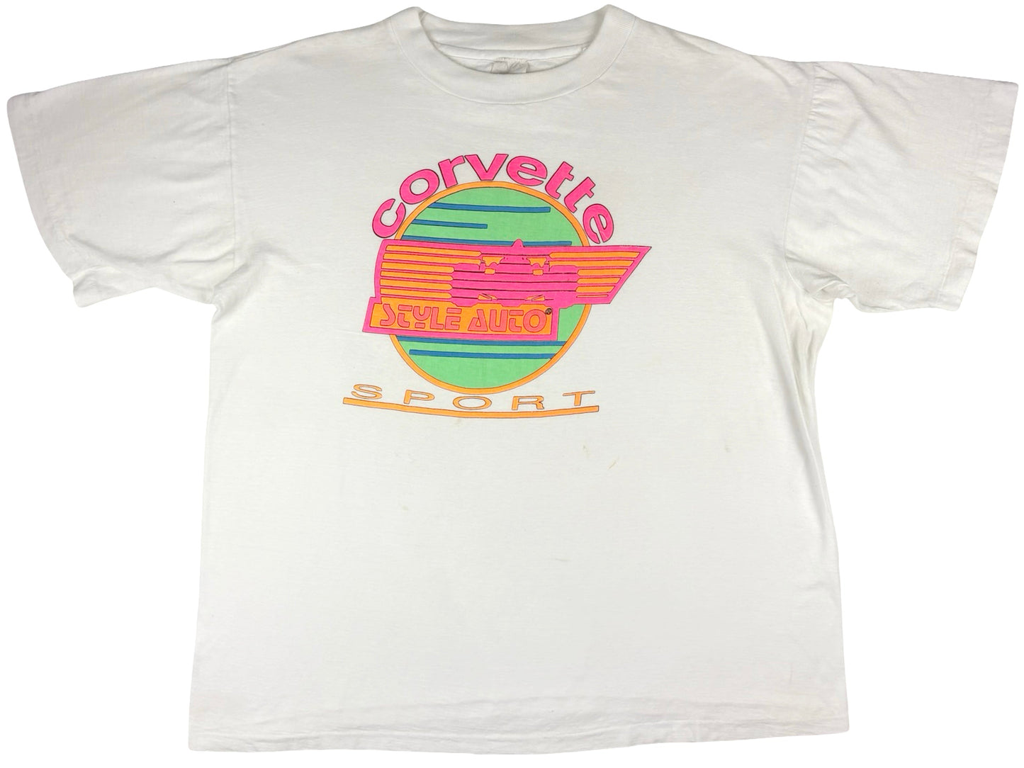 Vintage Style Auto Corvette Sport White T-Shirt Sports Car 80s 90s