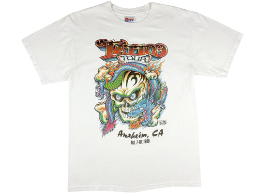Vintage Tattoo Tour 1999 White T-Shirt Anaheim California 90s California y2k