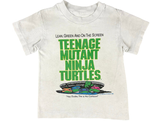 Vintage Teenage Mutant Ninja Turtles Movie Kids White T-Shirt 80s 90s