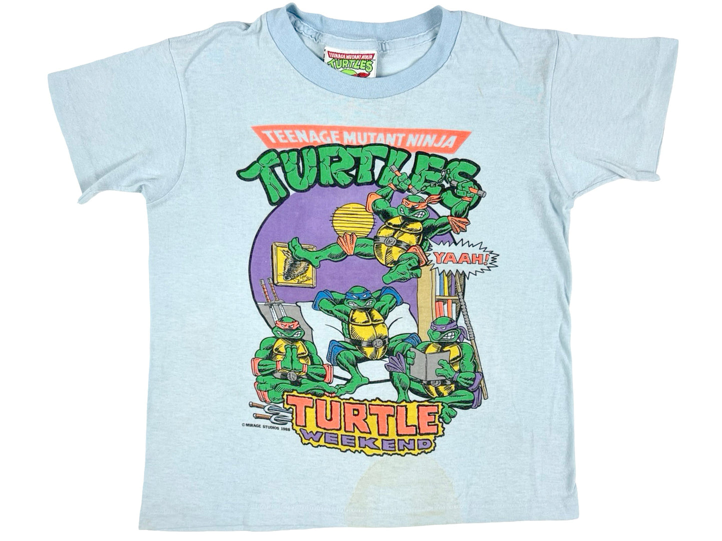 Vintage Teenage Mutant Ninja Turtles 'turtle Weekend' Blue T-Shirt TMNT 80s 90s