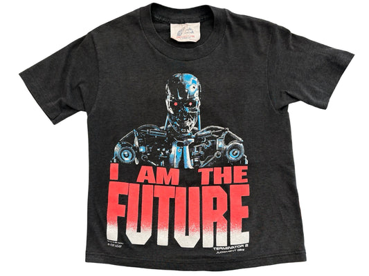 Vintage Terminator 2 Kids Black T-Shirt I Am the future 90s Movie T-1000 Sci-Fi Science Fiction