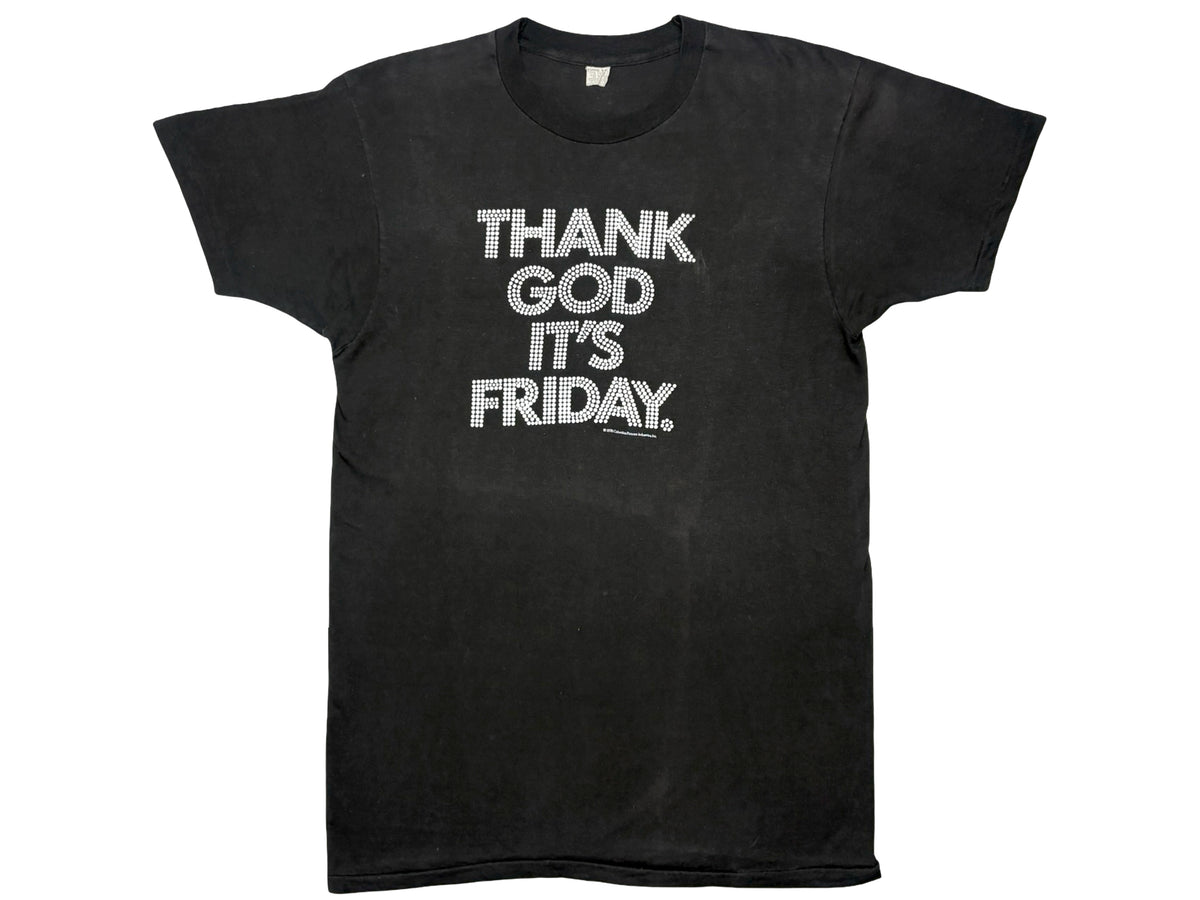 Vintage Thank God It's Friday Movie Black T-Shirt 70s TGIF Disco 