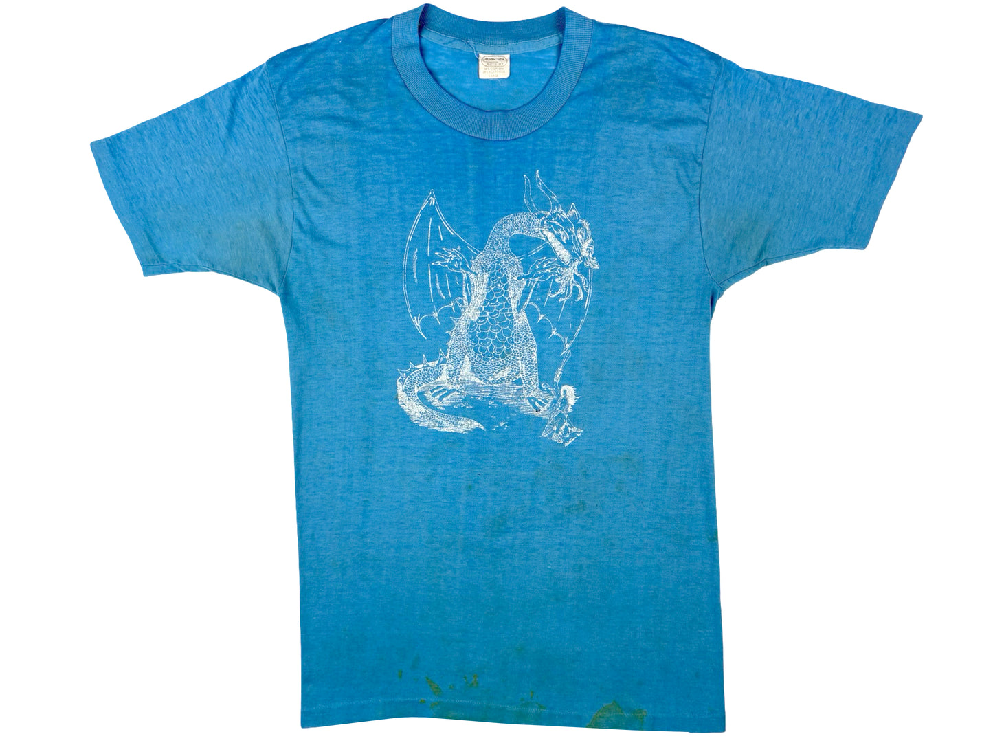 Vintage The Compleat Strategist Game Shop NY Blue T-Shirt Dragon D&D Dungeons & Dragons 70s 80s New York Monclair New jersey Davie Florida Fantasy Shop