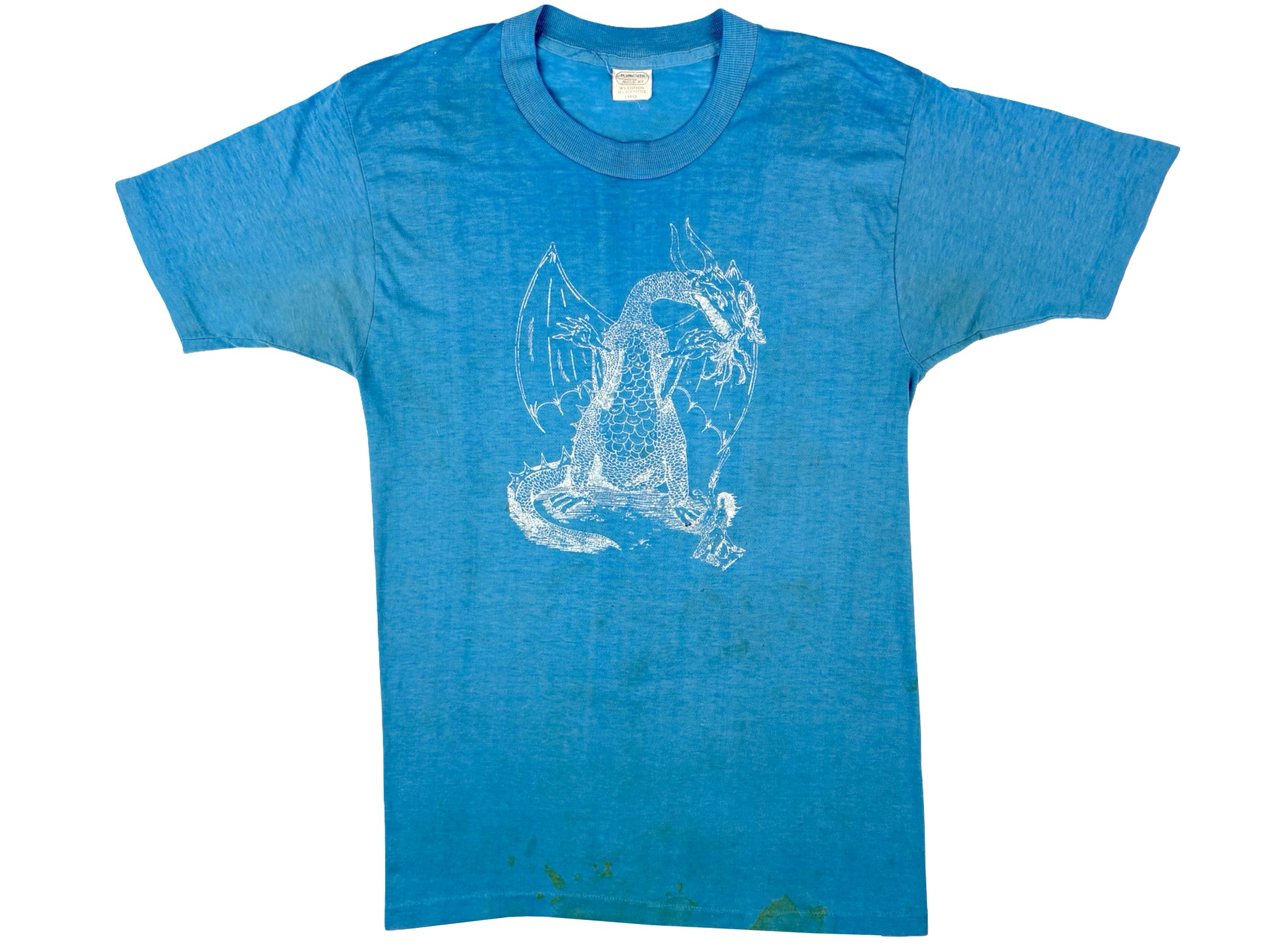 Vintage The Compleat Strategist Game Shop NY Blue T-Shirt Dragon D&D Dungeons & Dragons 70s 80s New York Monclair New jersey Davie Florida Fantasy Shop