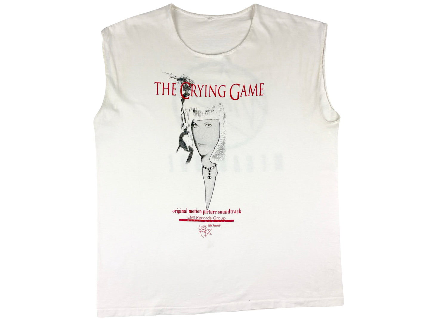 Vintage The Crying Game Soundtrack x Virgin White Sleeveless T-Shirt Movie 90s Record Store EMI SBK