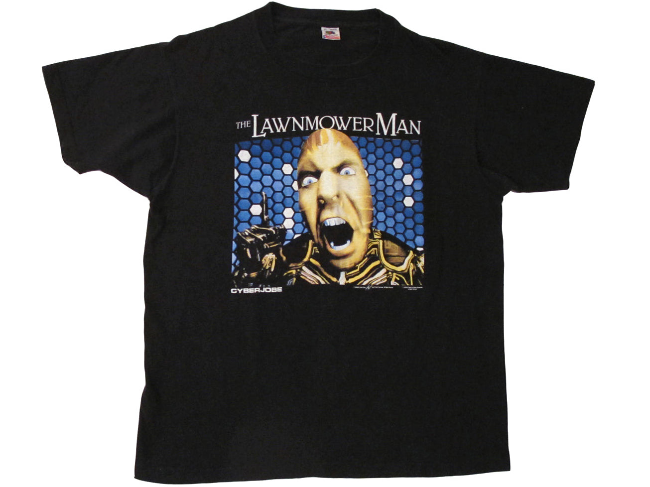Vintage The Lawnmower Man Black T-Shirt Cyber VR Virtual Reality Movie 90s Stephen King