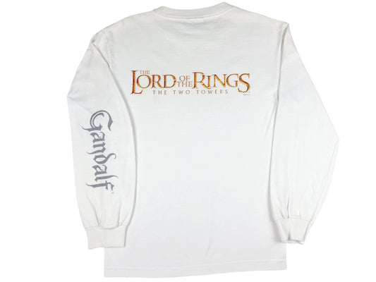 Vintage The Lord of The Rings 'The Two Towers' Gandalf White L/S Shirt Movie Book y2k