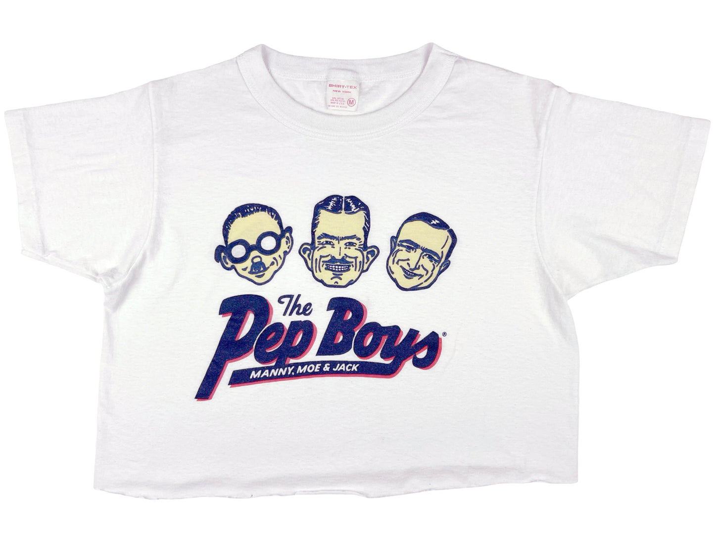 Vintage The Pep Boys White Cropped T-Shirt Car Auto The Ramones 80s 90s