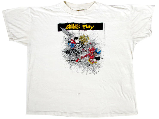 Vintage The Punisher 'Childs Play' White T-Shirt Marvel Comics 80s Comic Book