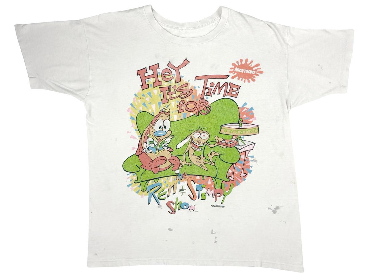 Vintage The Ren & Stimpy Show White T-Shirt 90s Cartoon Nickleodeon MTV