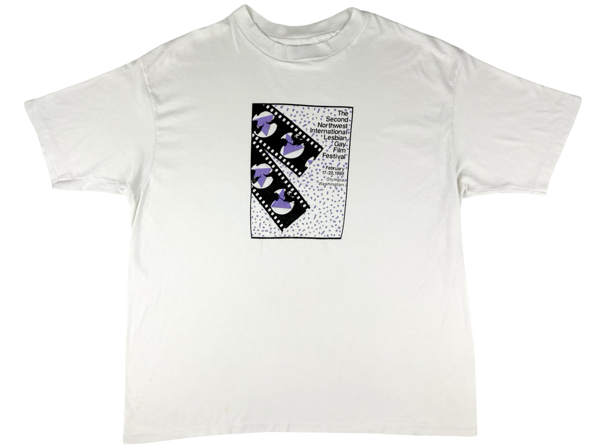 Vintage The Second Northwest Lesbian Gay Film festival 1989 White T-Shirt 80s Movie Shorts