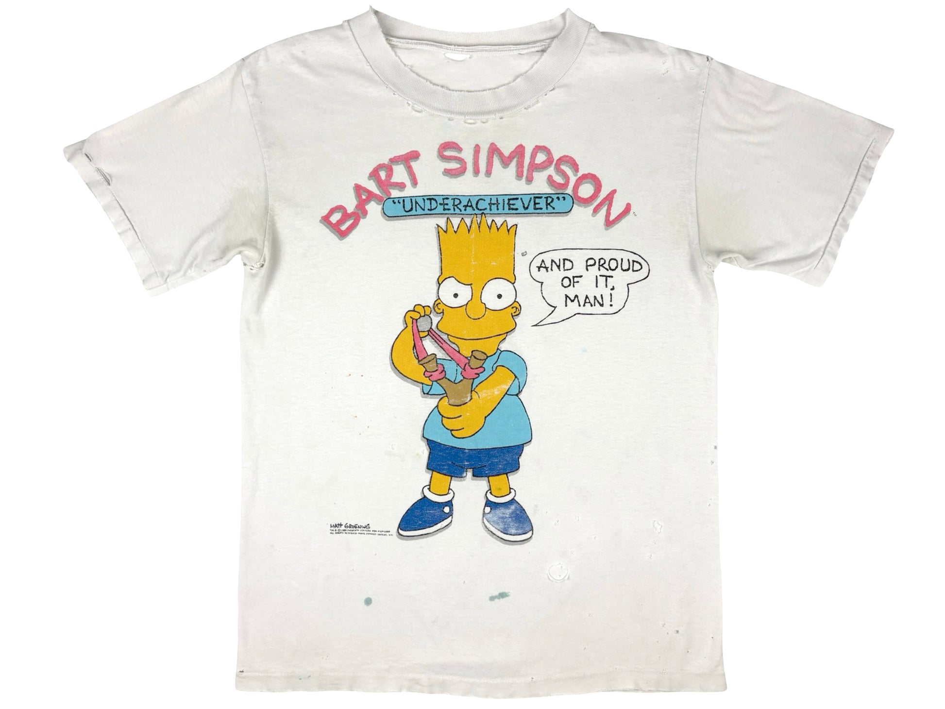 Vintage The Simpsons Bart The Underachiever Thrashed T-Shirt