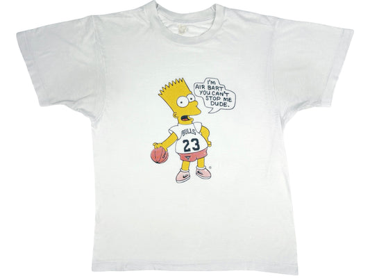 Vintage The Simpsons Bootleg Bart Air Jordan White T-Shirt 80s 90s