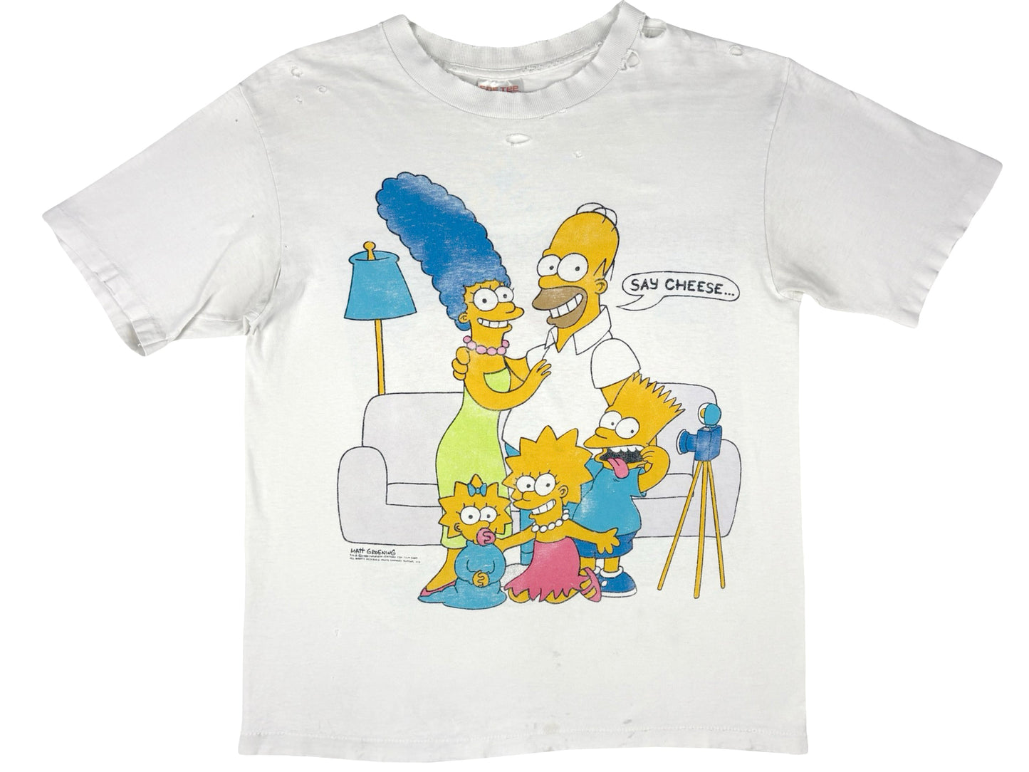Vintage The Simpsons Family Photo White  T-Shirt