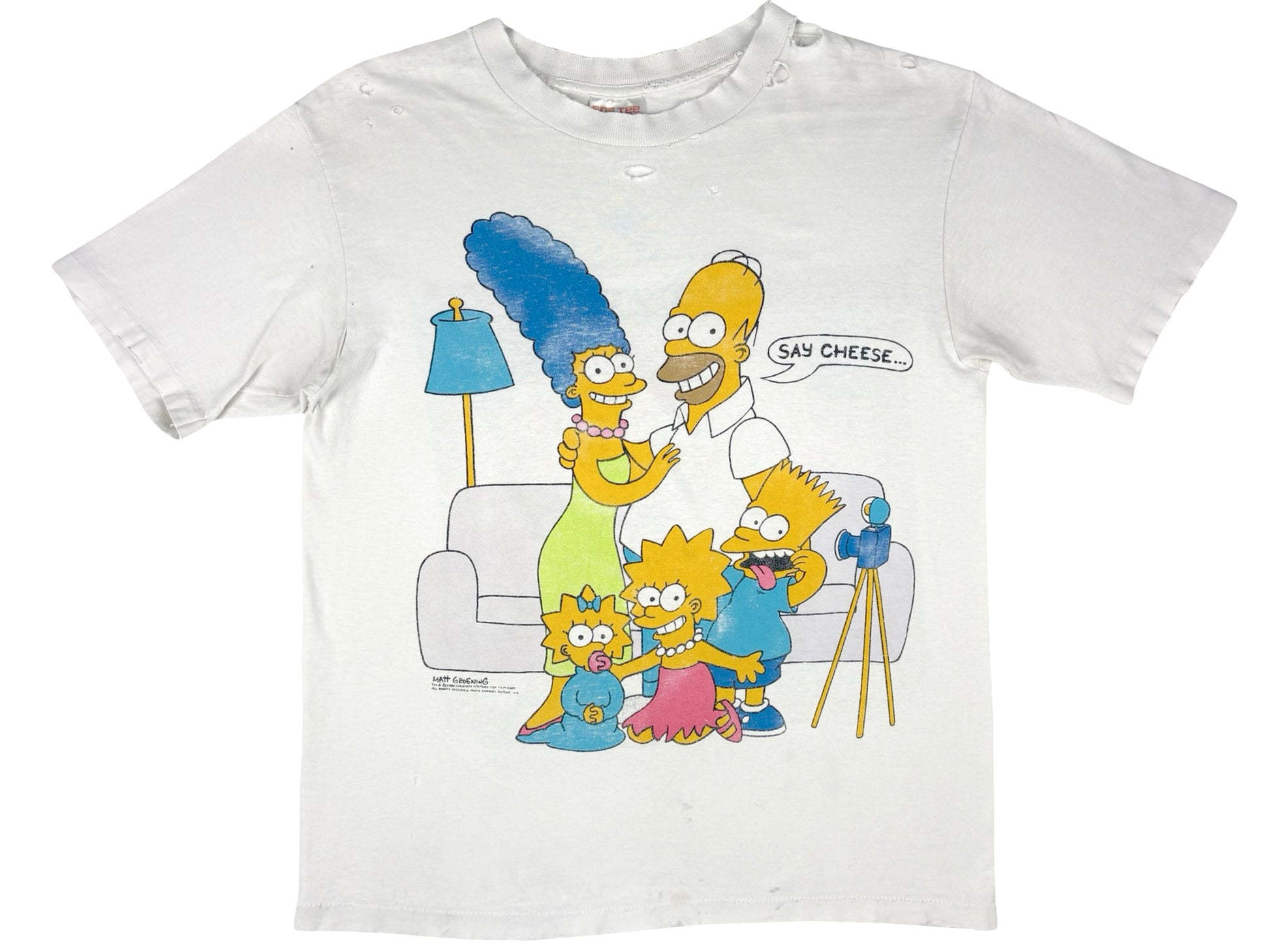 Vintage The Simpsons Family Photo White  T-Shirt