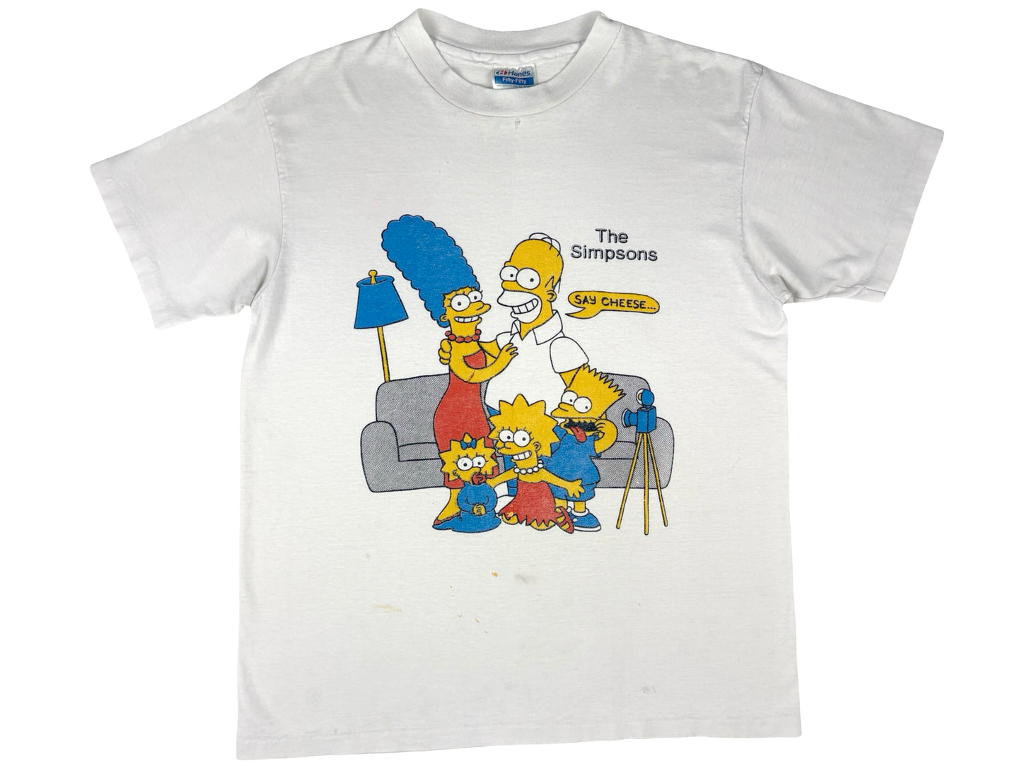 Vintage The Simpsons Family Photo Unlicensed White T-Shirt 80s Cartoon 90s TV Show