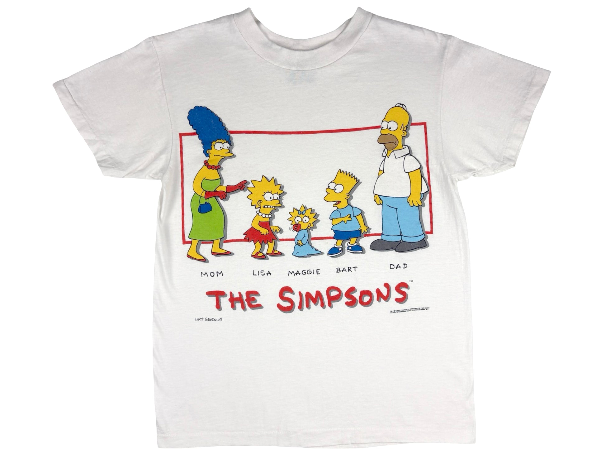 Vintage The Simpsons Family White T-Shirt 90s Cartoon TV Show