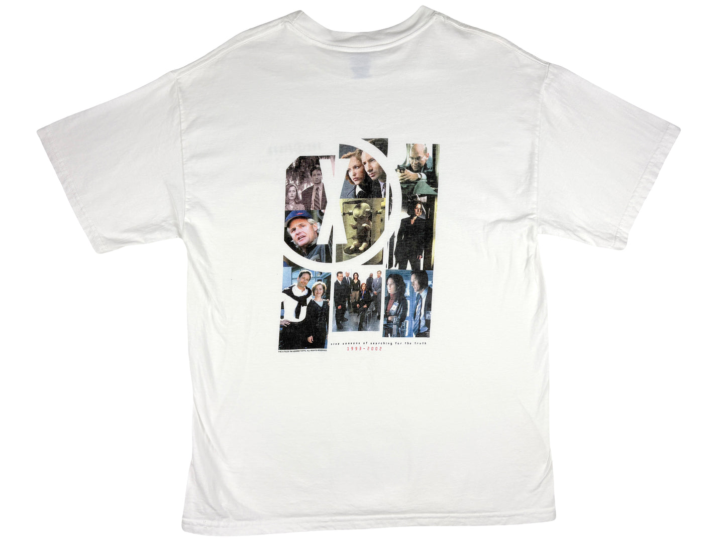 Vintage The X-Files 9 Seasons White T-Shirt TV Show Sci-Fi Science Fiction 90s y2k