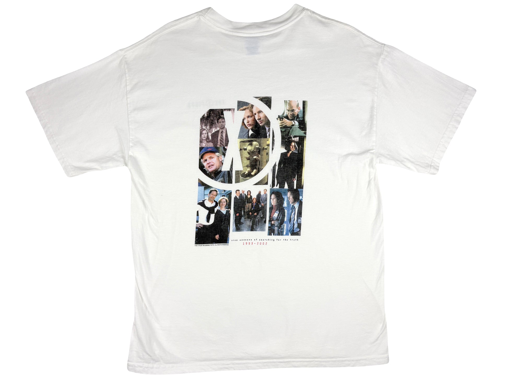 Vintage The X-Files 9 Seasons White T-Shirt TV Show Sci-Fi Science Fiction 90s y2k