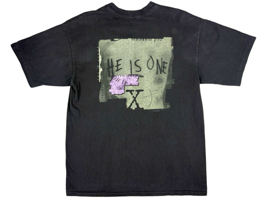 Vintage The X-Files 'He Is One' Black T-Shirt 90s Sci-Fi Science Fiction TV Show Mulder Scully