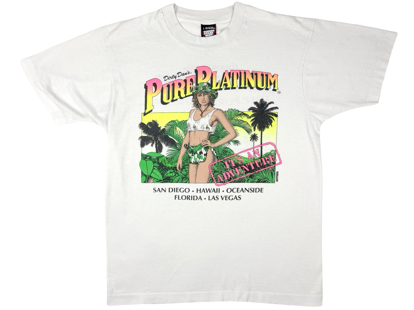 Vintage Thee Dollhouse Pure Platinum Safari Babe White T-Shirt Adult Strip Club