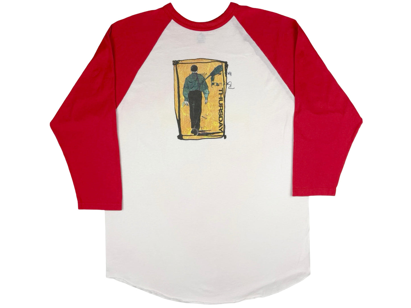 Vintage Thursday 'War All The Time' red & White Raglan T-Shirt Emo Screamo hardcore 90s y2k