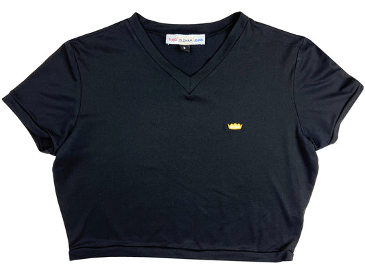 Vintage Todd Oldham Jeans Embroidered Black Crop Top 90s