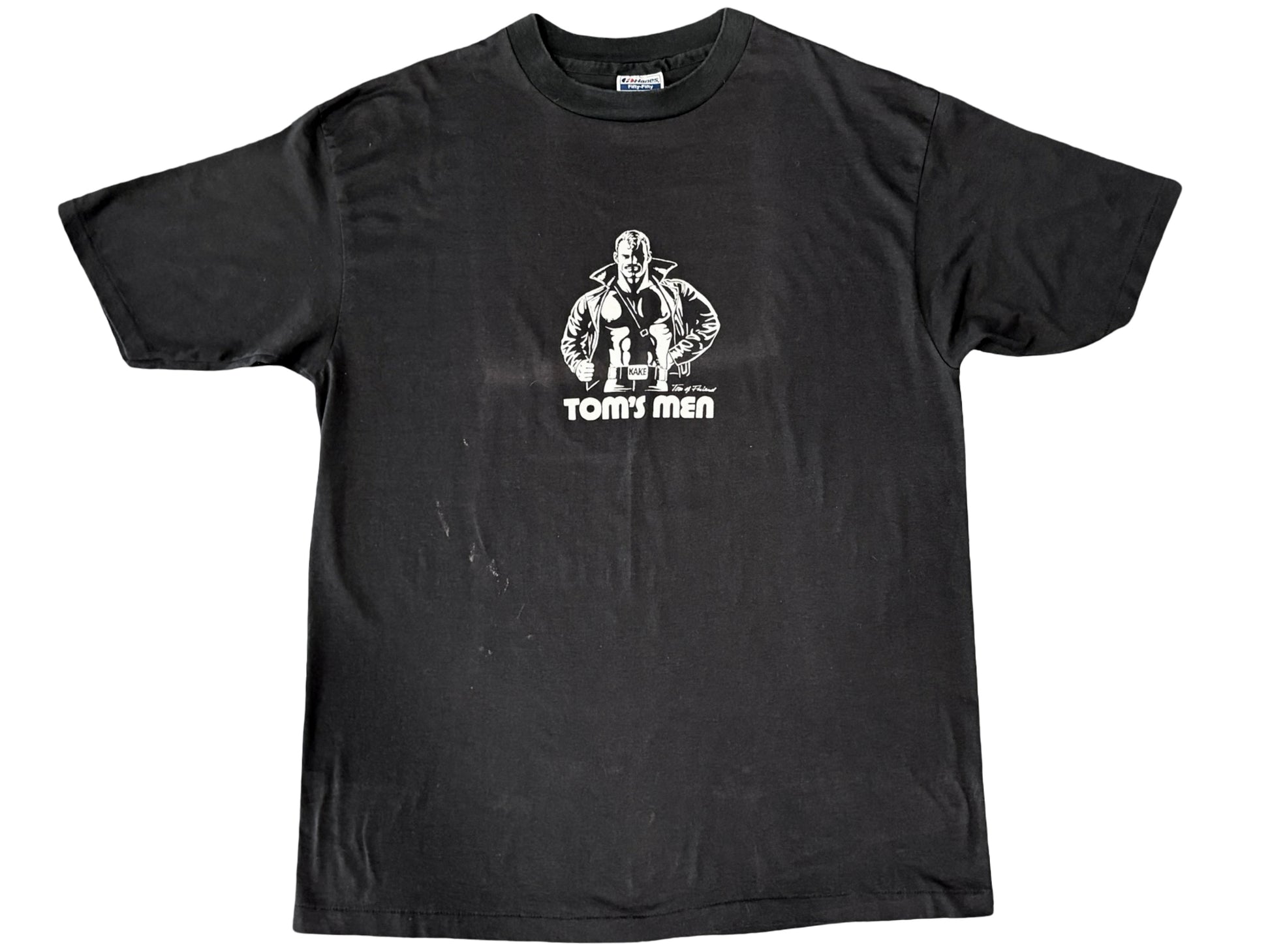 Vintage Tom Of Finland Tom's Men Black T-Shirt 80s 00s Gay BDSM Art Homo 