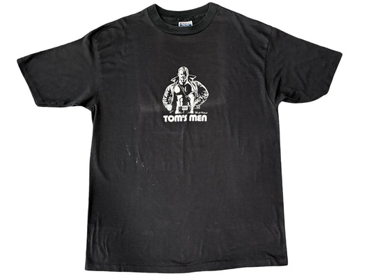 Vintage Tom Of Finland Tom's Men Black T-Shirt 80s 00s Gay BDSM Art Homo 