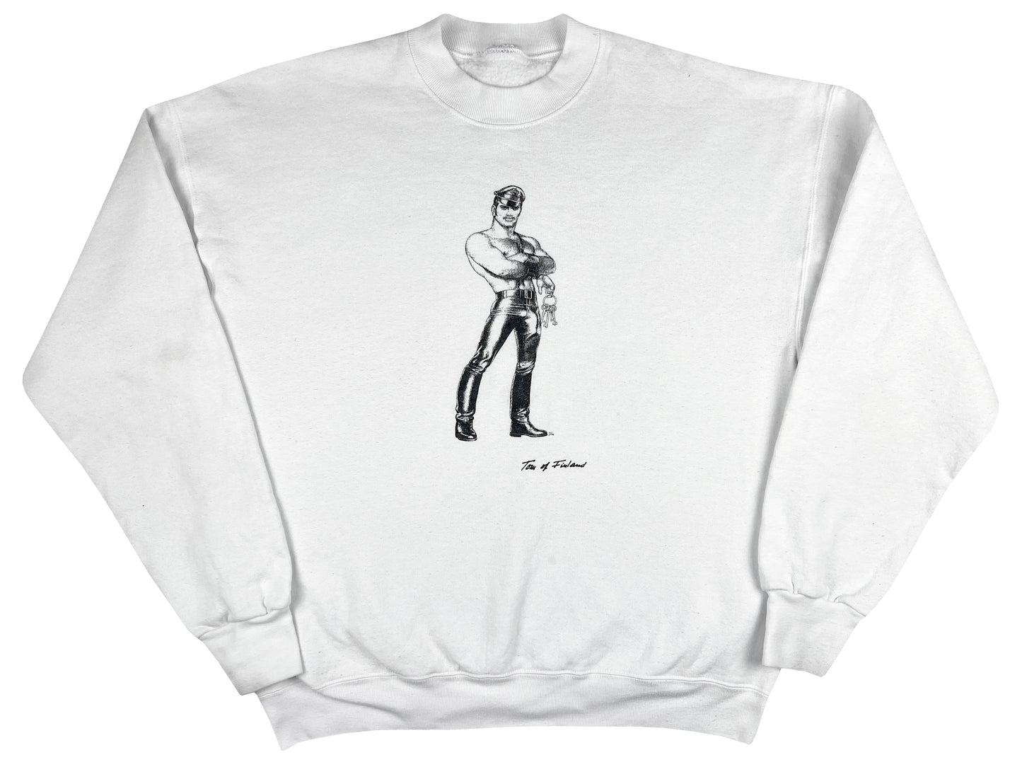 Vintage Tom of Finland Art White Sweatshirt 90s Gay Erotic Erotica 