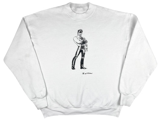 Vintage Tom of Finland Art White Sweatshirt 90s Gay Erotic Erotica 