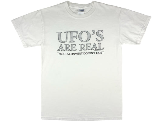 Vintage UFO's Are Real The Government Doesn't Exist White T-Shirt y2k alien humor
