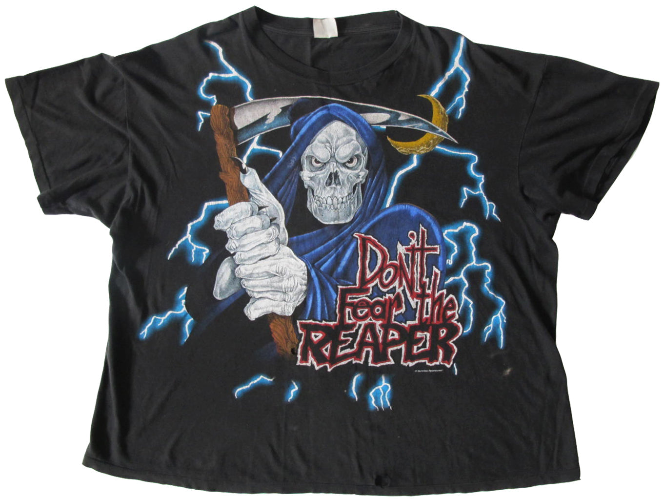 Vintage USA Thunder 'Don't Fear The Reaper' Black T-Shirt AOP All Over print Death Skull Grim Reaper 90s