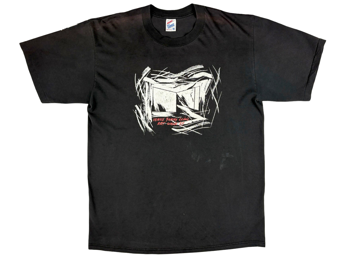 Vintage Venice Art Walk 1989 Laddie John Dill Black T-Shirt California 80s Los Angeles Artist Marina Market Place