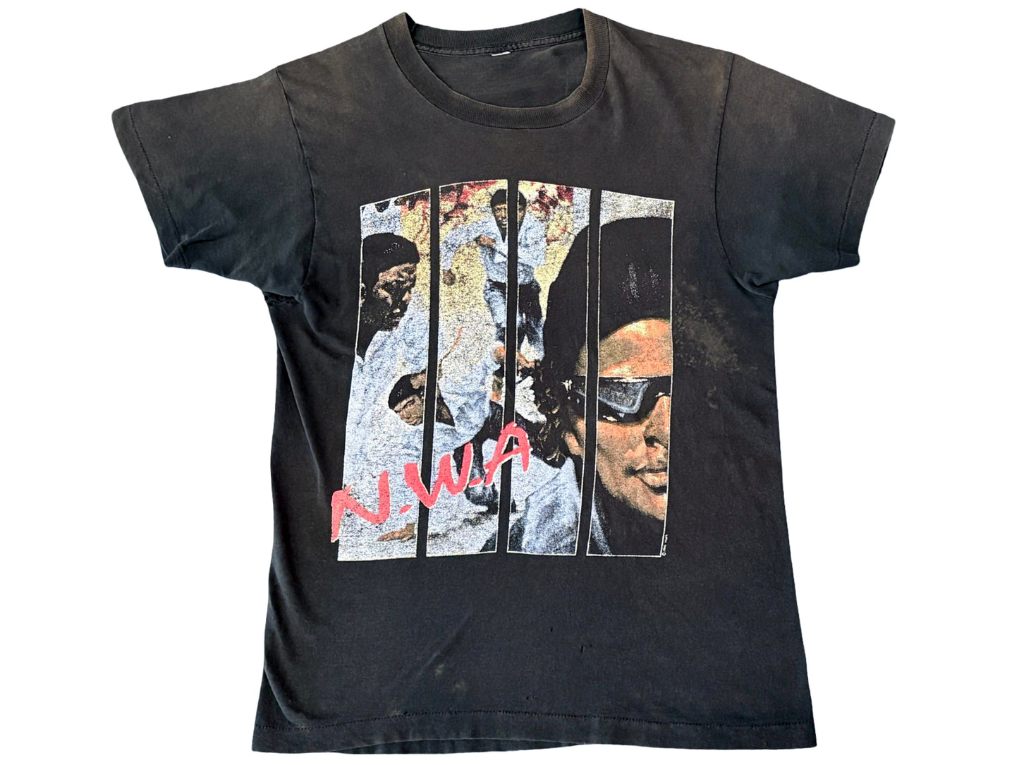 Vintage NWA '100 Miles And Runnin' Faded Black T-Shirt 90s Rap Tee Hip Hop Eazy-E Dr Dre