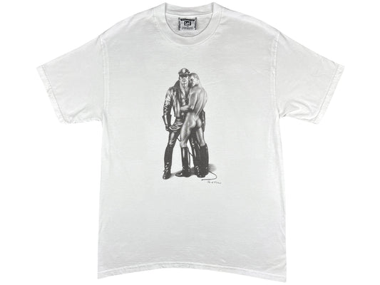 Vintage Tom of Finland White T-Shirt 90s Art Artist Homo Erotic Gay Leather