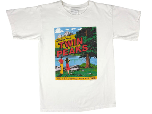 Vintage Twin Peaks 'Greetings From' T-Shirt David Lynch TV Show 90s You Are A Stranger Here But Once