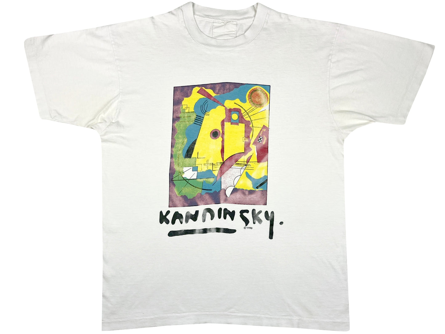 Vintage Wassily Kandinsky 'Yellow Red Blue' White T-Shirt 80s 90s Fine Art Artist