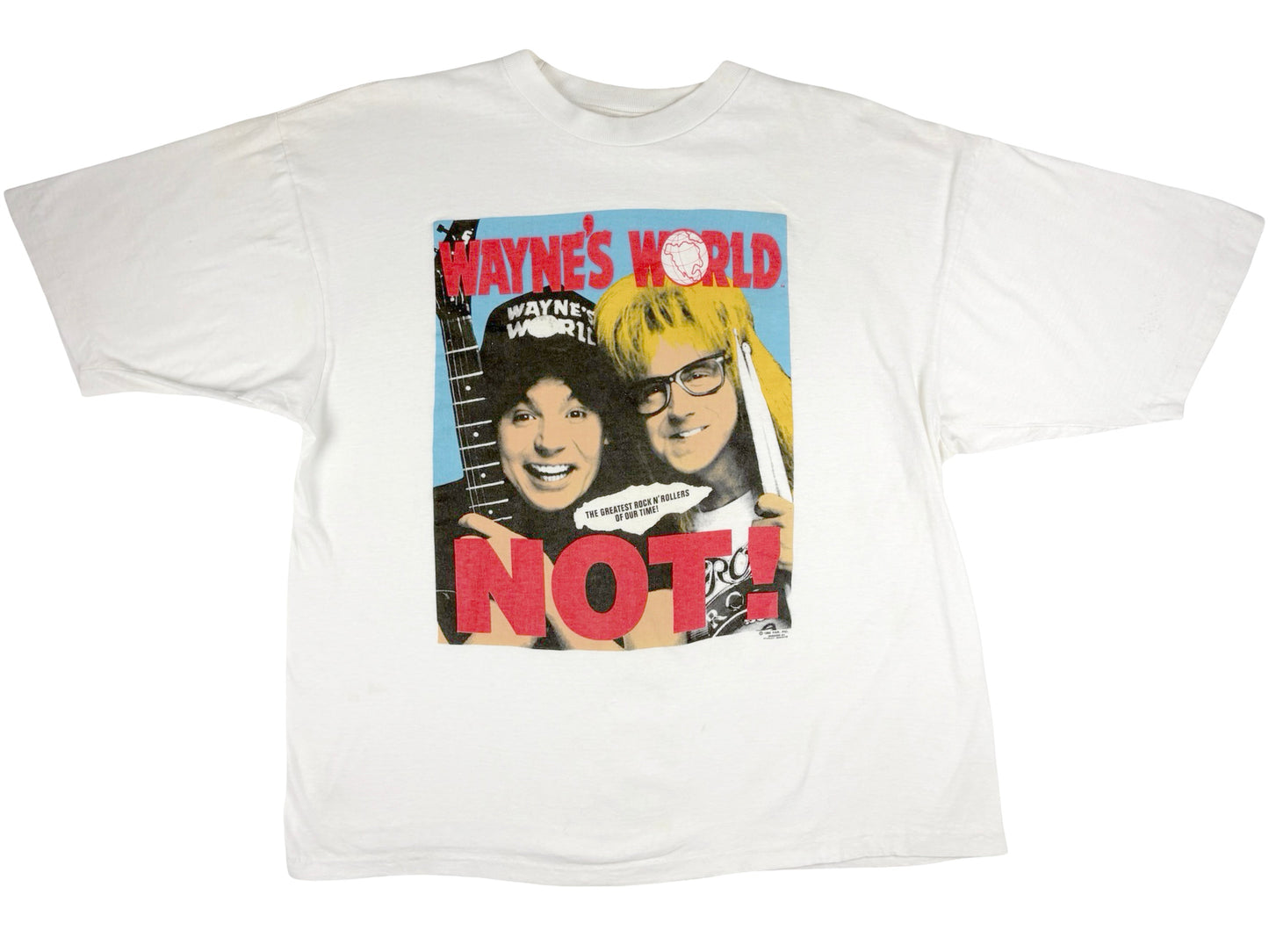 Vintage Wayne's World 'Not' White T-Shirt SNL Saturday Night Live TV Show Movie 90s Stanley Desantis