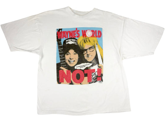 Vintage Wayne's World 'Not' White T-Shirt SNL Saturday Night Live TV Show Movie 90s Stanley Desantis